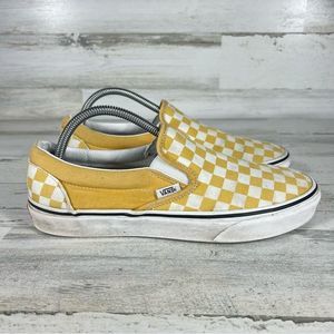 Vans checkered slip Ons yellow Mens 9 Womens 10.5